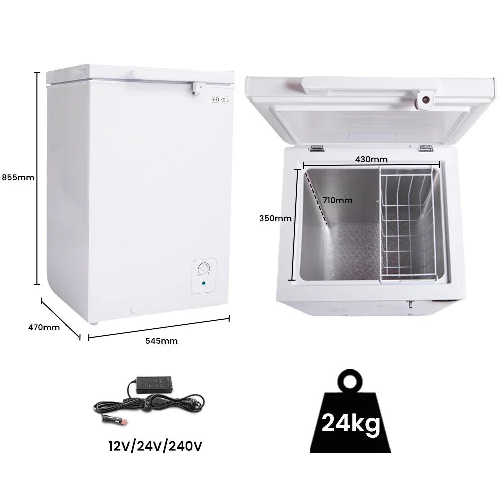 Gecko 100L Portable Chest Freezer - 12V/24V/240V White