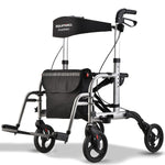 Rollator Wheelchair 2-in-1 Folding Silver Walker