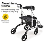 Rollator Wheelchair 2-in-1 Folding Silver Walker
