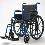 Wheelchair 24 Inch Folding Lightweight Blue -136kg Capacity