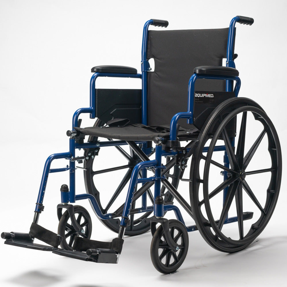 Wheelchair 24 Inch Folding Lightweight Blue -136kg Capacity