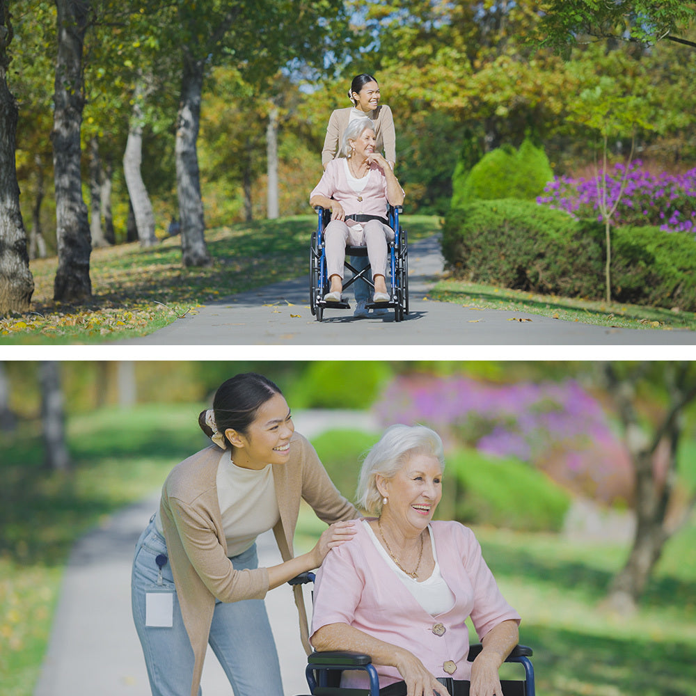 Wheelchair 24 Inch Folding Lightweight Blue -136kg Capacity