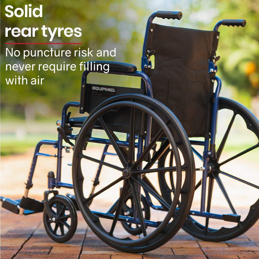 Wheelchair 24 Inch Folding Lightweight Blue -136kg Capacity