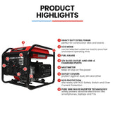 GENPOWER 3.6kW Inverter Generator - 11L Tank Portable Backup Power