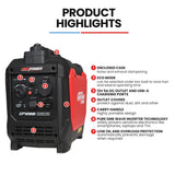GENPOWER 1.2kW Inverter Generator - Portable Lightweight Camping