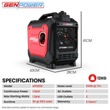 GENPOWER 1.2kW Inverter Generator - Portable Lightweight Camping
