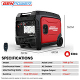 GENPOWER 6.2kW Inverter Generator - Remote Start Portable with Wheels