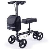 Knee Scooter Walker with Dual Brakes & Bag Black