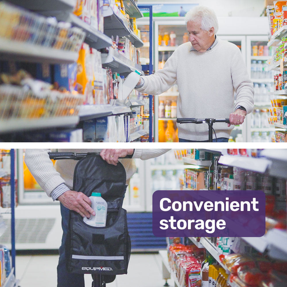 Knee Scooter Walker with Dual Brakes & Bag Black