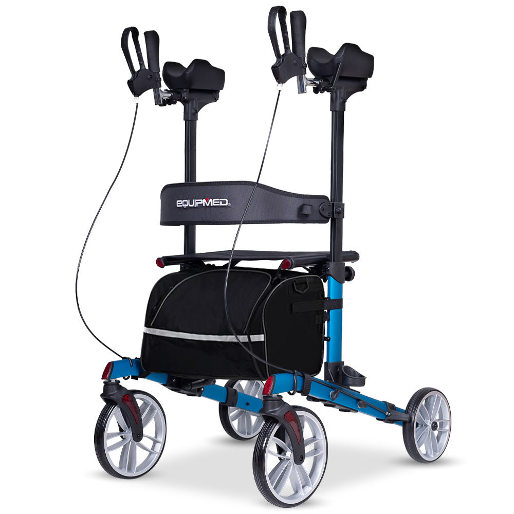 Rollator Walker Upright with Forearm Support & Seat Blue