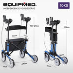 Rollator Walker Upright with Forearm Support & Seat Blue
