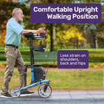 Rollator Walker Upright with Forearm Support & Seat Blue