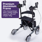 Rollator Walker Upright with Forearm Support & Seat Grey