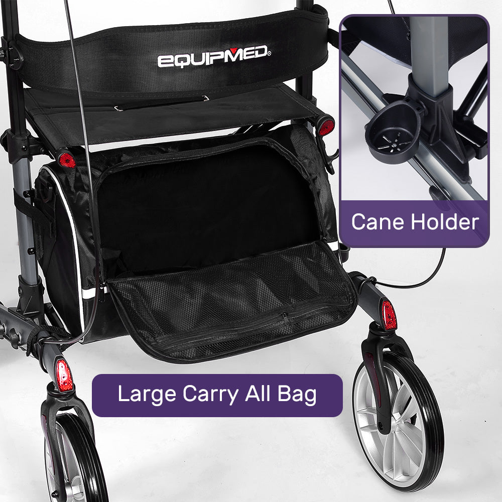 Rollator Walker Upright with Forearm Support & Seat Grey