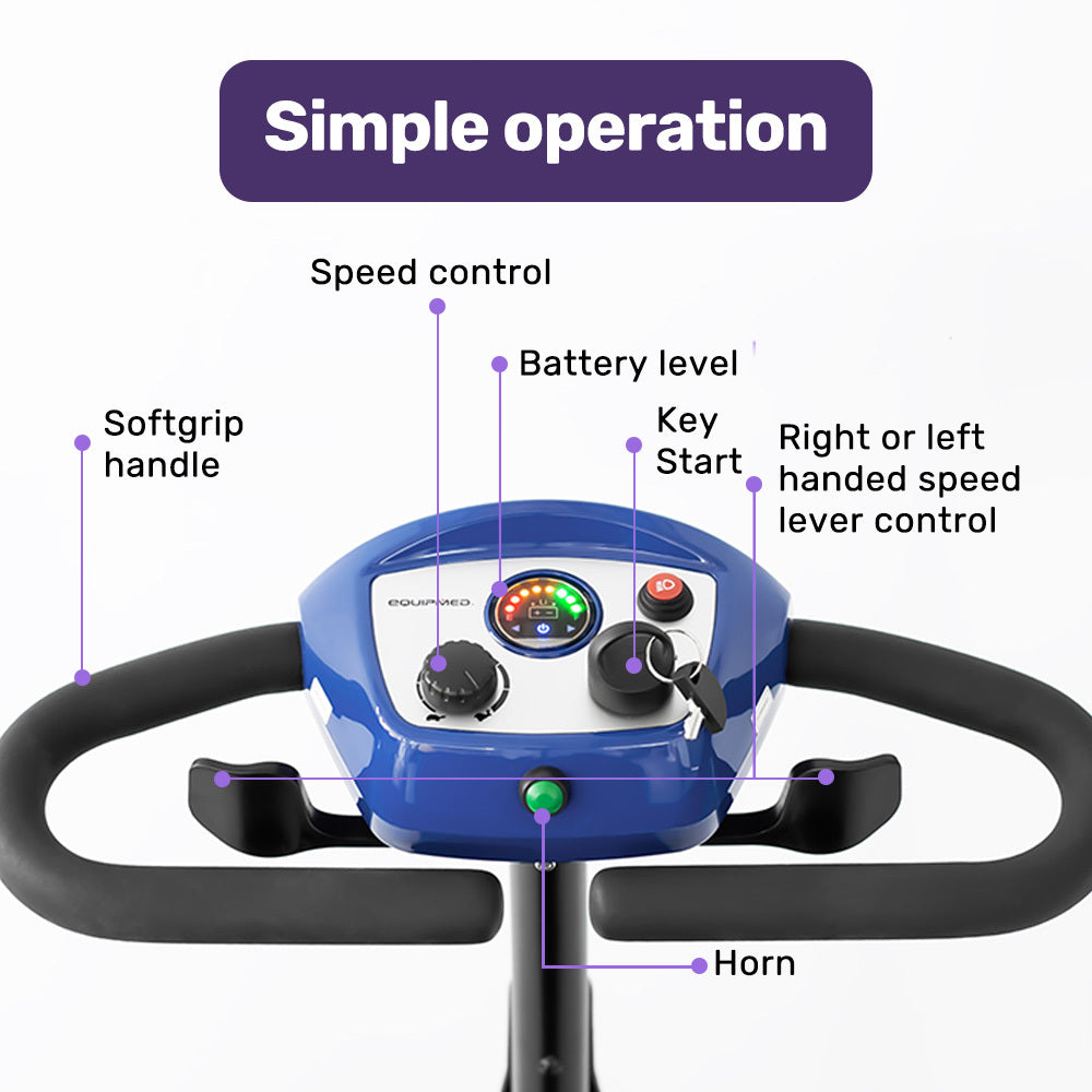 Mobility Scooter Mid-Size Lithium Fast Charge Blue