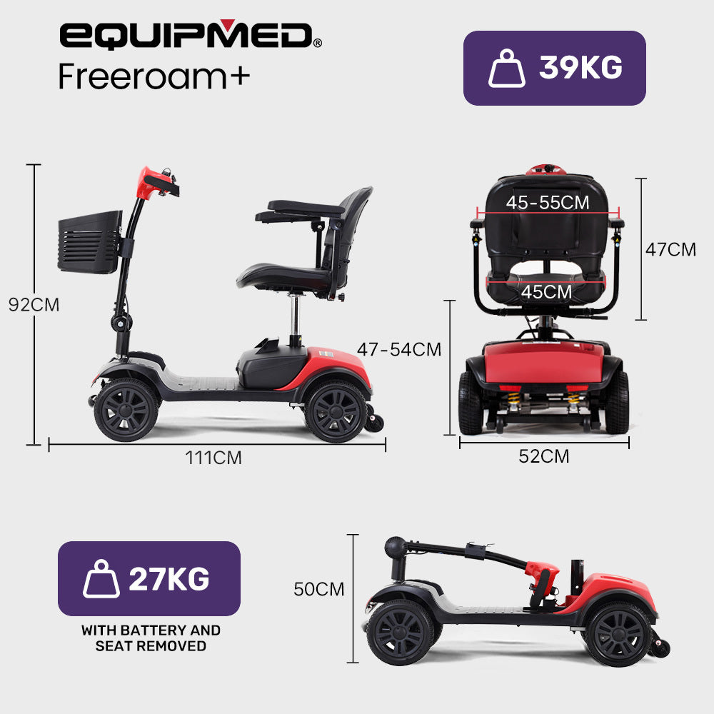 Mobility Scooter Mid-Size Lithium Fast Charge Red