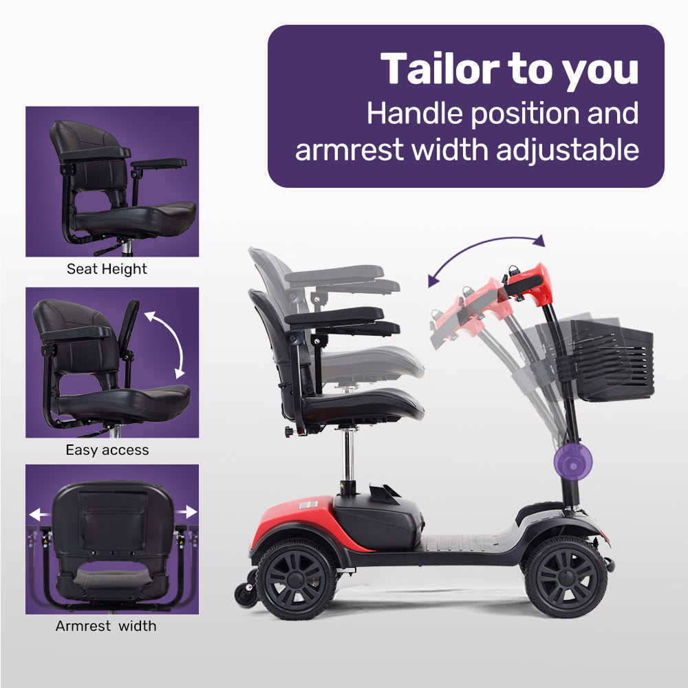 Mobility Scooter Mid-Size Lithium Fast Charge Red