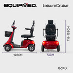 Mobility Scooter Extra Large 182kg Capacity Red