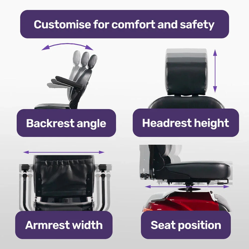 Mobility Scooter Extra Large 182kg Capacity Red