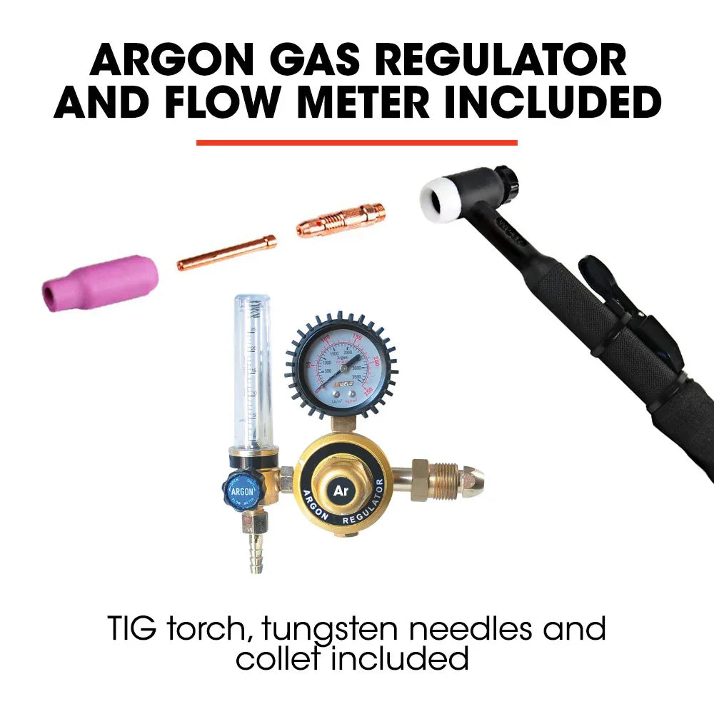 ROSSI NextGenTIG/MMA 200A Welder - TIG-200 HF Start with Argon Gas Regulator