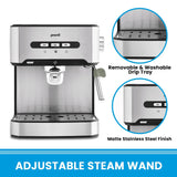 Pronti 1.6L Automatic Coffee Espresso Machine Steam Frother Cappuccino Maker