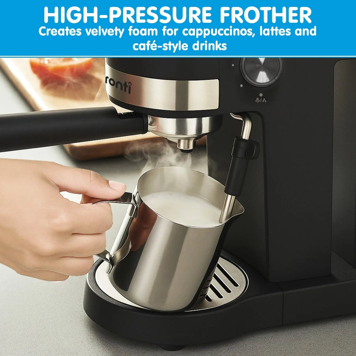 Pronti 20 Bar Espresso Machine with Milk Frother & 1.25L Tank