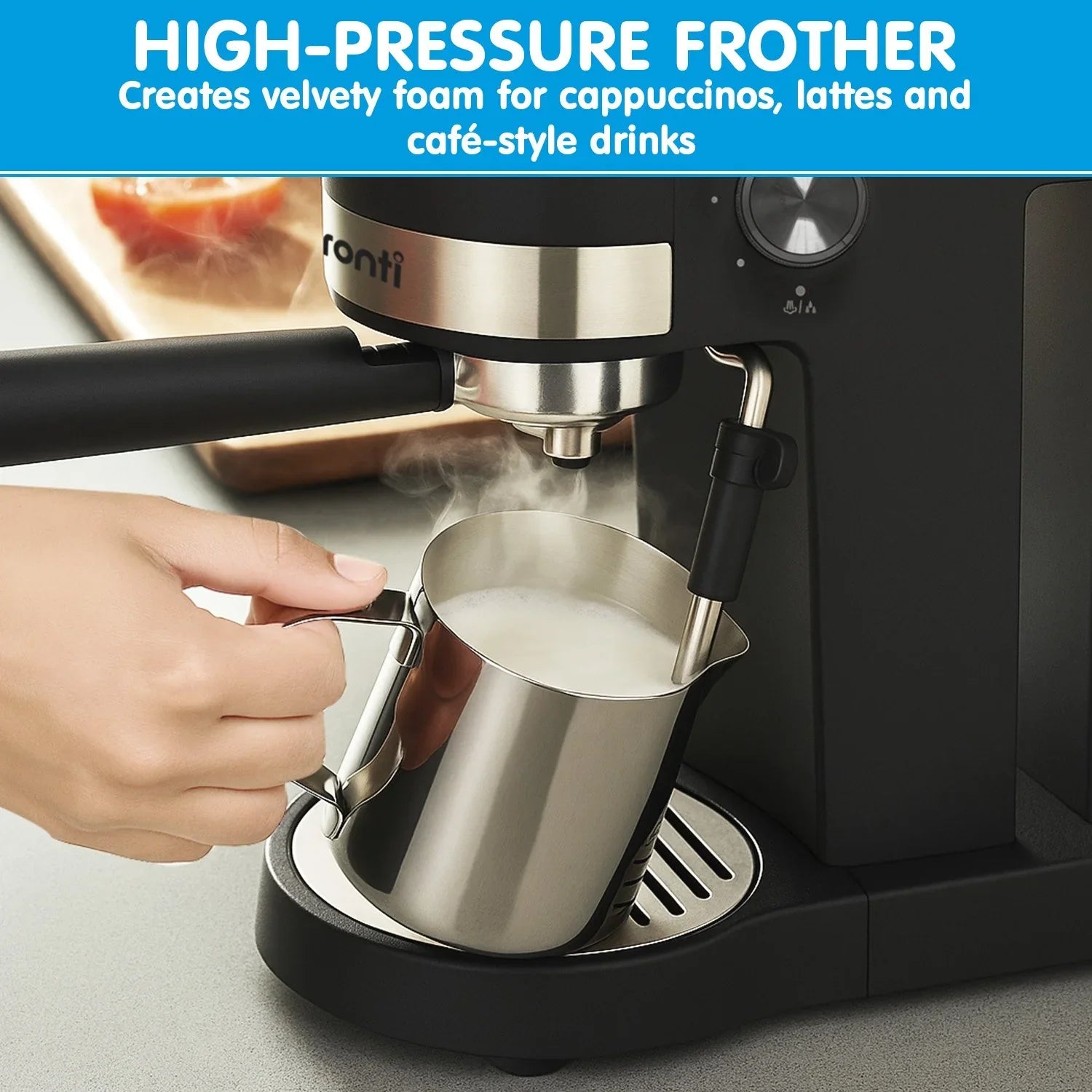 Pronti 20 Bar Espresso Machine with Milk Frother & 1.25L Tank