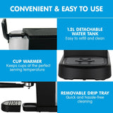 Pronti 20 Bar Espresso Machine with Milk Frother & 1.25L Tank