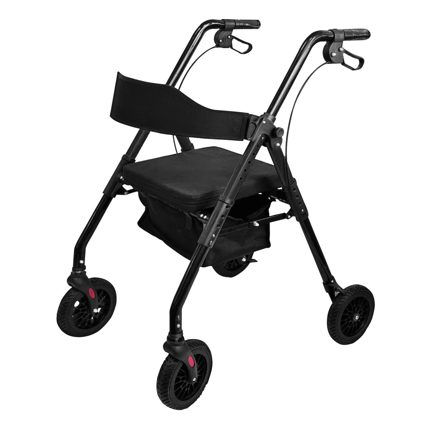 Rollator Walker Foldable Steel 136kg Capacity Black