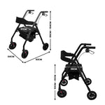Rollator Walker Foldable Steel 136kg Capacity Black