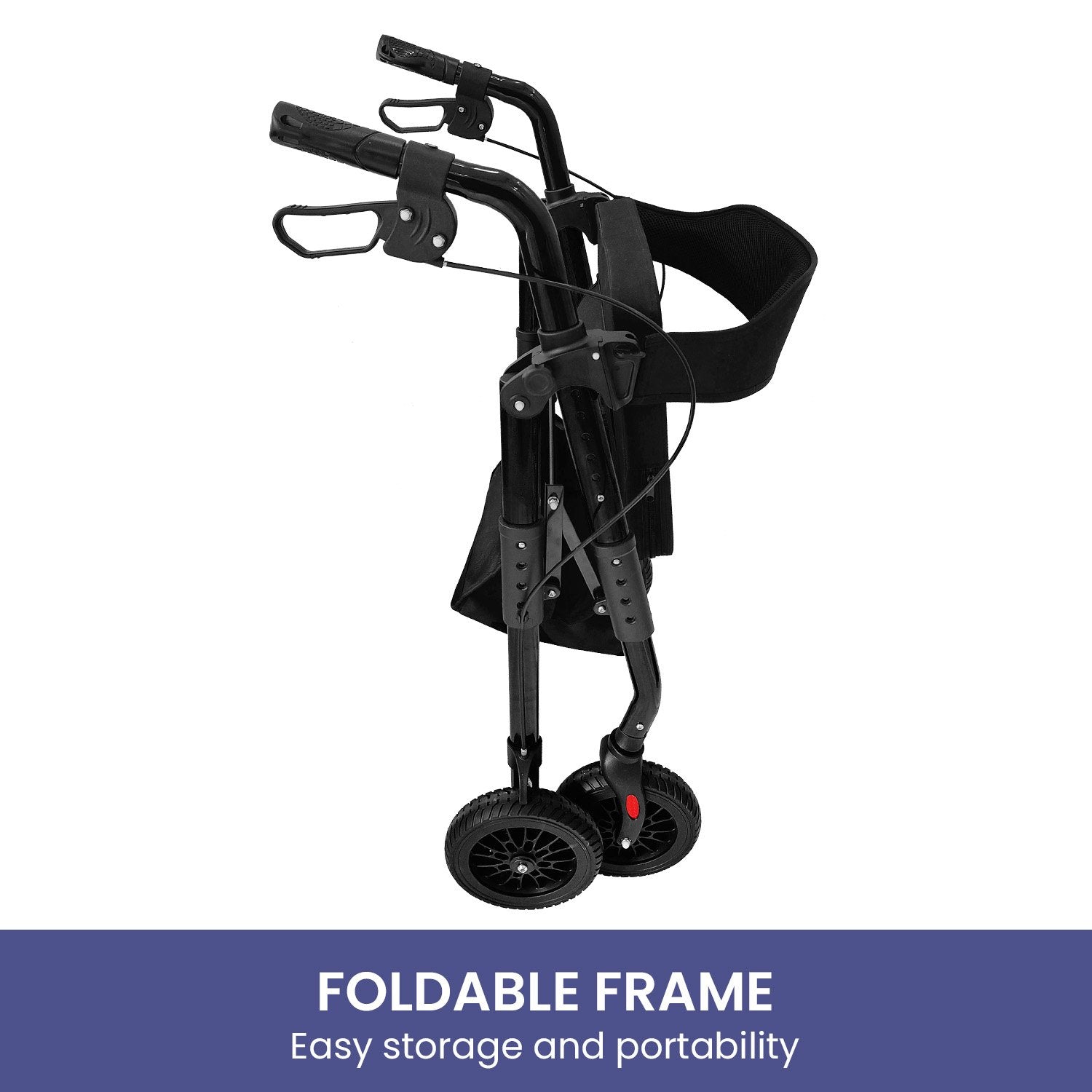 Rollator Walker Foldable Steel 136kg Capacity Black