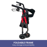 Rollator Walker Foldable Steel 136kg Capacity Red