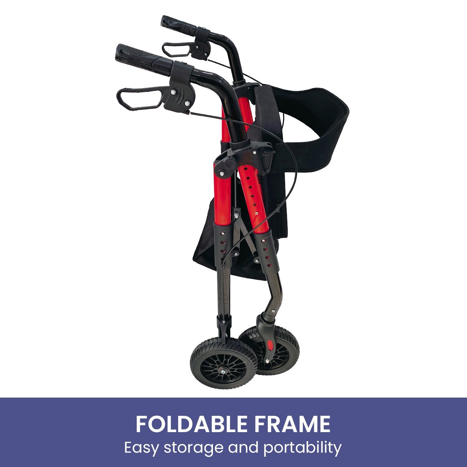 Rollator Walker Foldable Steel 136kg Capacity Red