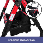 Rollator Walker Foldable Steel 136kg Capacity Red
