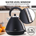 Pronti Breakfast Set - Rose Gold Kettle, Toaster & 1.2L Espresso Machine - Black