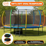 Kahuna 10x15ft Oval Trampoline Rainbow Safety Net Ladder Outdoor