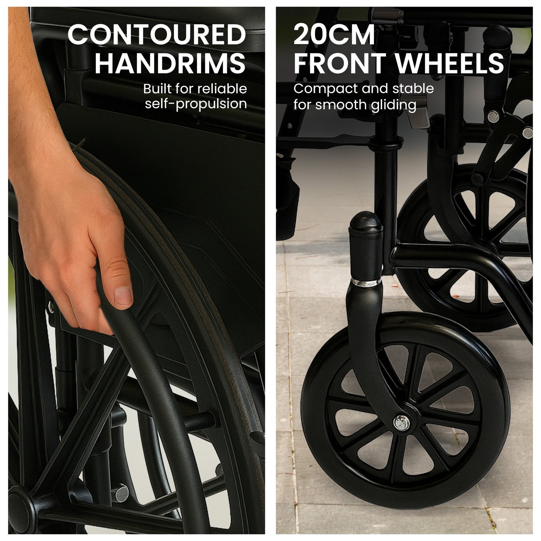 Steel Wheelchair 24 Inch Foldable