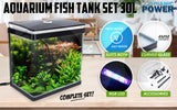 Aquarium Fish Tank 30L Curved Glass RGB LED Filter Pump 38x26x40cm