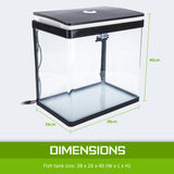 Aquarium Fish Tank 30L Curved Glass RGB LED Filter Pump 38x26x40cm