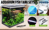 Aquarium Fish Tank 52L Curved Glass RGB LED Filter Pump 50x30x45cm