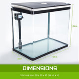 Aquarium Fish Tank 52L Curved Glass RGB LED Filter Pump 50x30x45cm