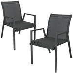 Iberia 2pc Set Aluminium Outdoor Dining Table Chair Charcoal - Flea Market