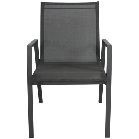 Iberia 2pc Set Aluminium Outdoor Dining Table Chair Charcoal - Flea Market