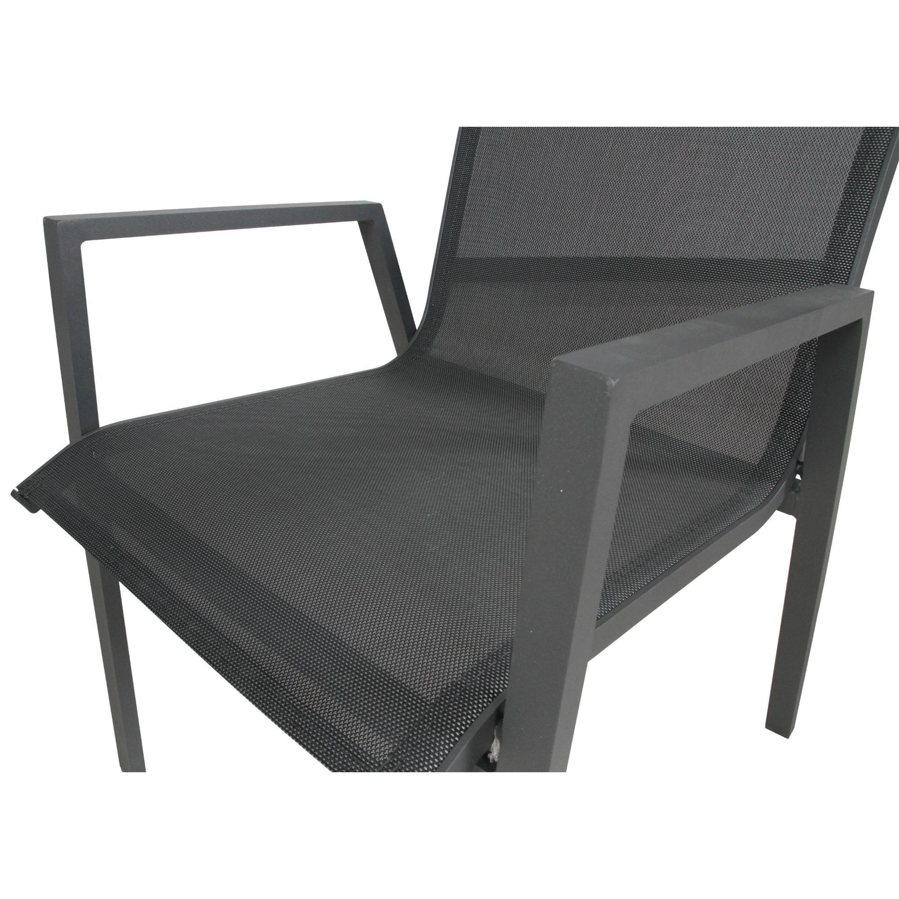 Iberia 2pc Set Aluminium Outdoor Dining Table Chair Charcoal - Flea Market