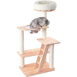 HONEYPOTCAT 125cm Serenity Plush Top Cat Tower - Wood Wax Finish
