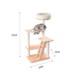 HONEYPOTCAT 125cm Serenity Plush Top Cat Tower - Wood Wax Finish