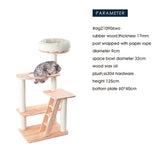 HONEYPOTCAT 125cm Serenity Plush Top Cat Tower - Wood Wax Finish