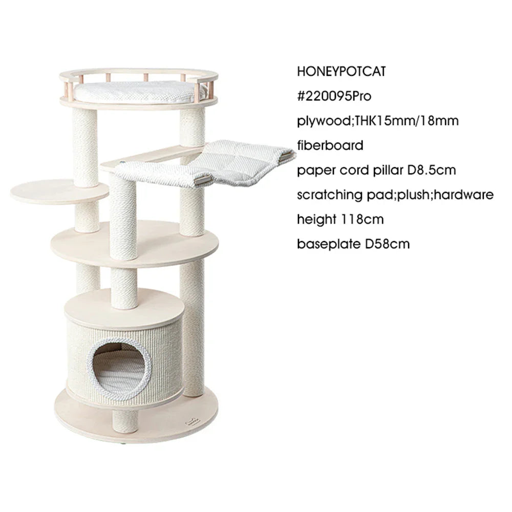 HONEYPOTCAT 128cm Enduring Comfort Sisal & Wood Cat Tree