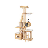 HONEYPOTCAT 195cm Regal Wood Cat Tree - Multi-Level Retreat