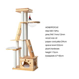 HONEYPOTCAT 176cm Majestic Wood Cat Tree - Multi-Level Retreat